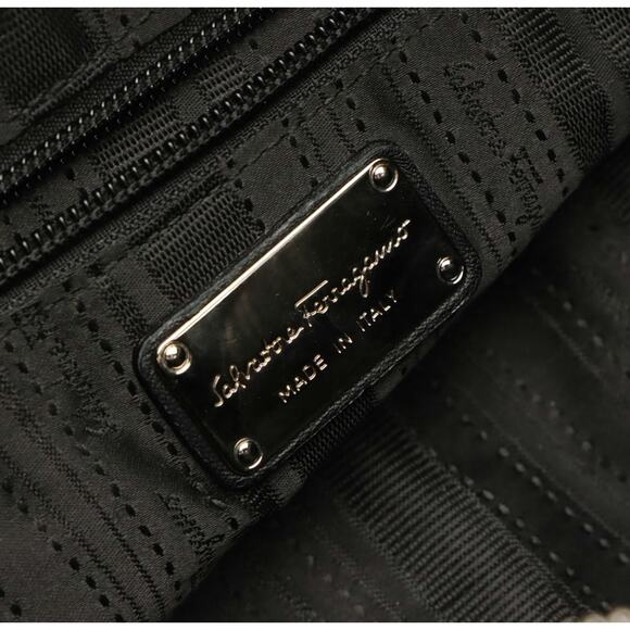 Salvatore Ferragamo Black Lambskin 2-Way Bag Gancini Logo Satchel - Picture 6 of 10